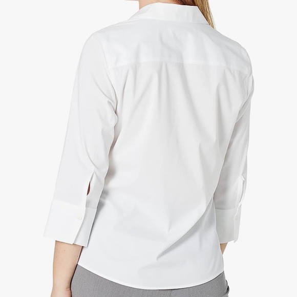 Foxcroft Unisex Stretch 3/4 Sleeve Blouse White 24 Plus - Picture 3 of 5
